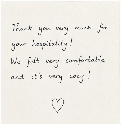 Handwritten guest message from Roskilde Bed and Breakfast